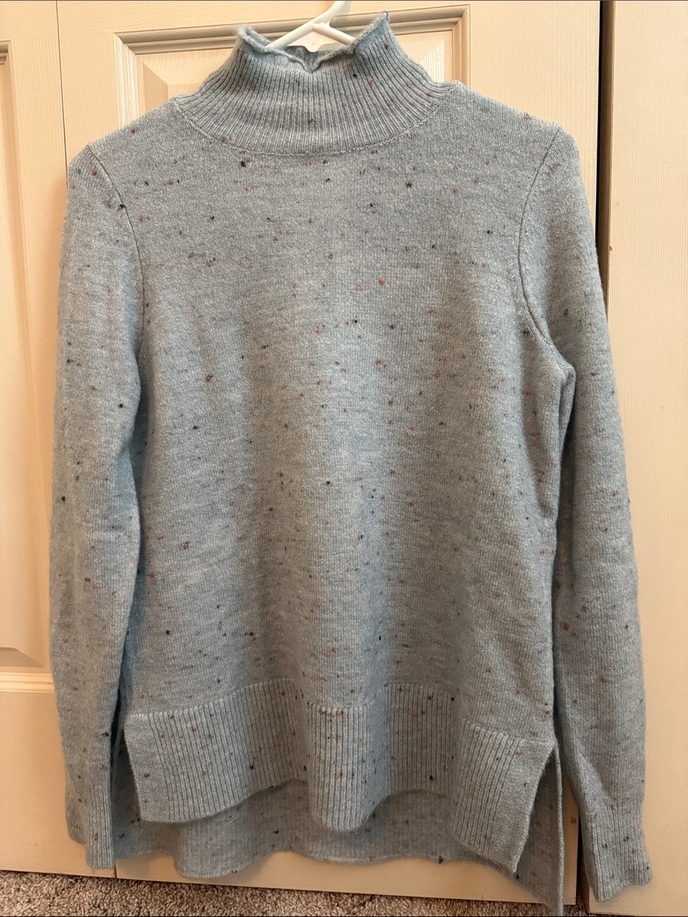 LOFT Light Blue Speckled Turtleneck Sweater